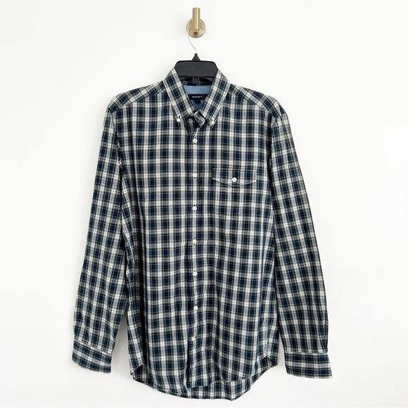 GANT Men's Wilmington Poplin Tartan Plaid Regular Fit Button Down Shirt Medium - Picture 1 of 7